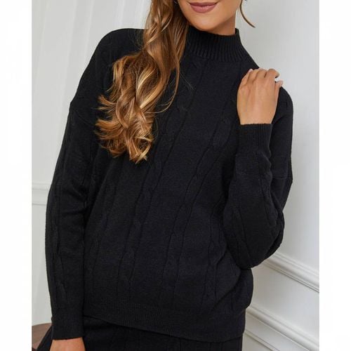 Black Cable Cashmere Blend Jumper - SOFT CASHMERE - Modalova