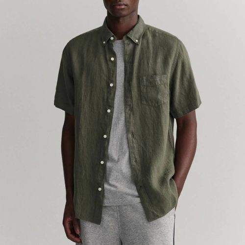 Dark Green Chest Pocket Linen Shirt - Gant - Modalova