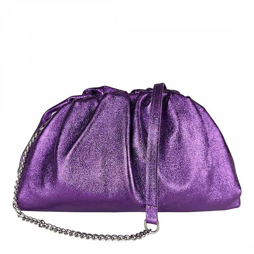 Purple Laminated Leather Clutch Bag - Bella Blanco - Modalova