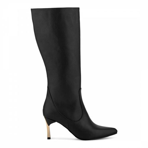 Black Pointed Toe Heeled Long Boots - LAB78 - Modalova