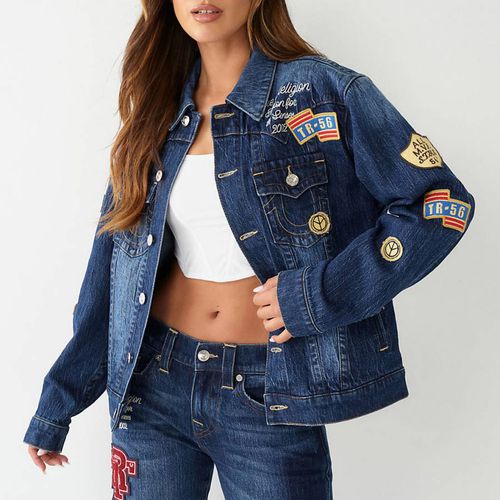 Blue Patch Logo Denim Jacket - True Religion - Modalova