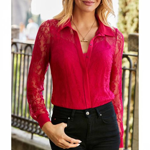 Hot Pink Luxe Lace Shirt - SOSANDAR - Modalova