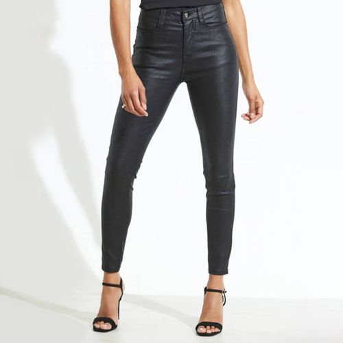 Black Textured Coated Skinny Jean - SOSANDAR - Modalova