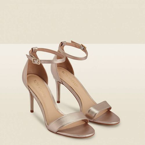 Nia Champagne Leather High Heel Sandal - SOSANDAR - Modalova