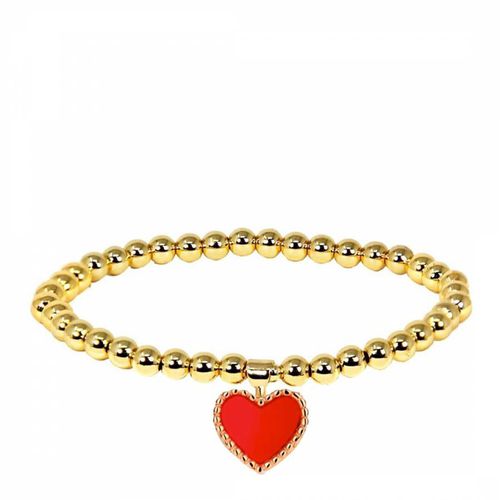 K Red Enamel Heart Charm Bracelet - Liv Oliver - Modalova