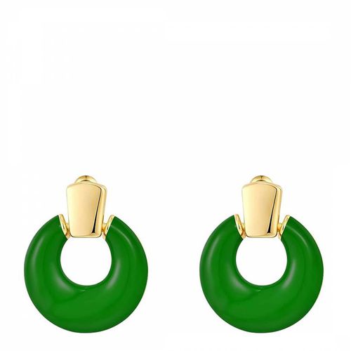 K Gold Green Circular Earrings - Liv Oliver - Modalova