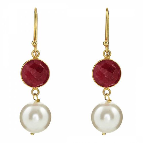 K Ruby & Pearl Drop Earrings - Liv Oliver - Modalova