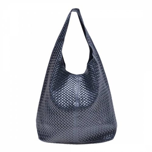 Blue Italian Leather Shopper Bag - Mangotti - Modalova