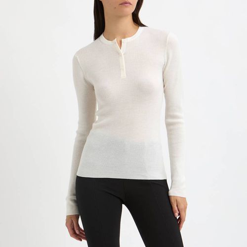 Off White Wool Fine Knit Rib Henley Top - NÂ°Â· Eleven - Modalova