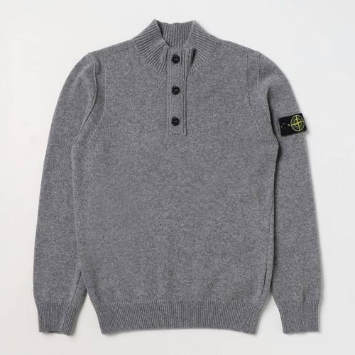 Grey Button Wool Blend Jumper - Stone Island - Modalova