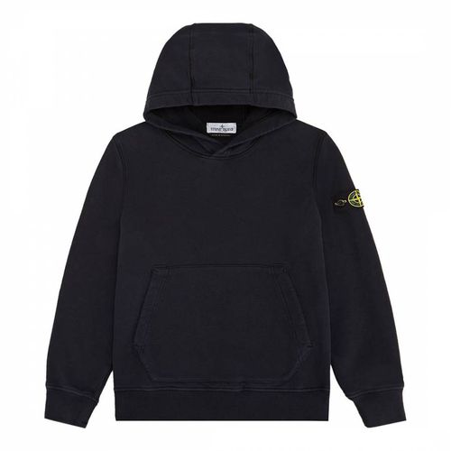 Navy Brushed Cotton Fleece Hoodie - Stone Island - Modalova