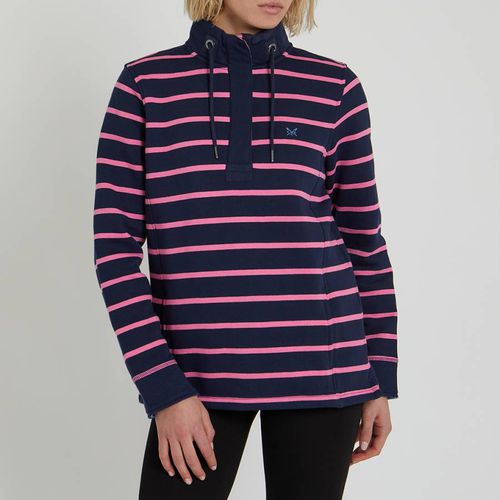 Navy/Pink Stripe Toggle Sweatshirt - Crew Clothing - Modalova