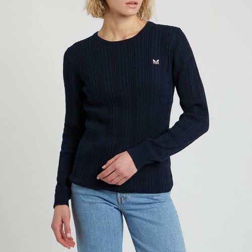 Navy Cotton Cable Knit Jumper - Crew Clothing - Modalova