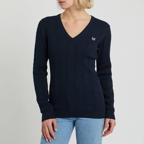 Navy Cotton Cable Knit Jumper - Crew Clothing - Modalova