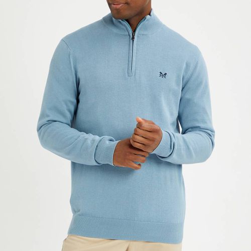 Blue 1/2 Zip Cotton Sweatshirt - Crew Clothing - Modalova