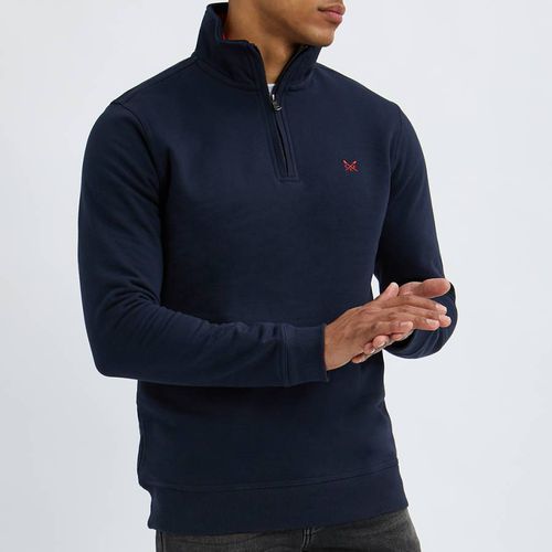 Navy Half Zip Solid Sweatshirt - Crew Clothing - Modalova