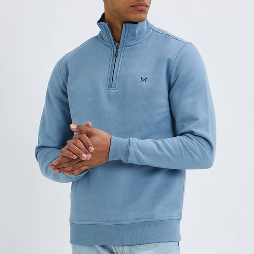 Blue Half Zip Solid Sweatshirt - Crew Clothing - Modalova