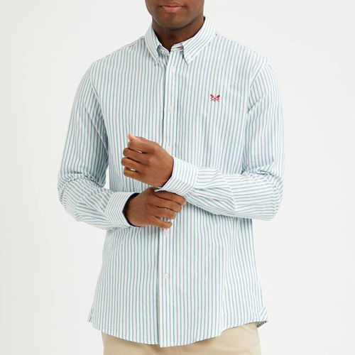 White Two Tone Stripe Oxford Shirt - Crew Clothing - Modalova