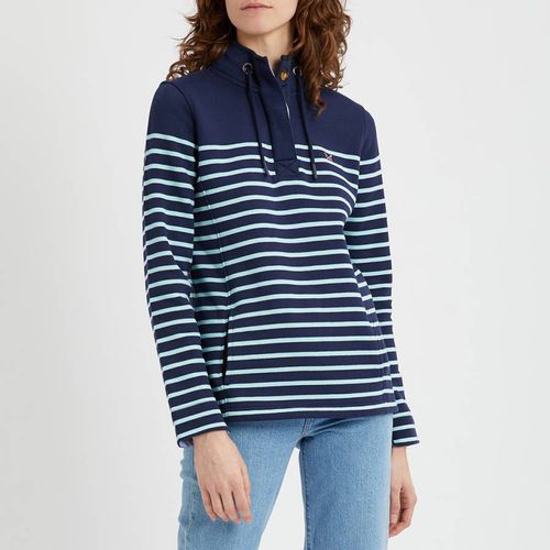 Navy Button Neck Sweatshirt - Crew Clothing - Modalova