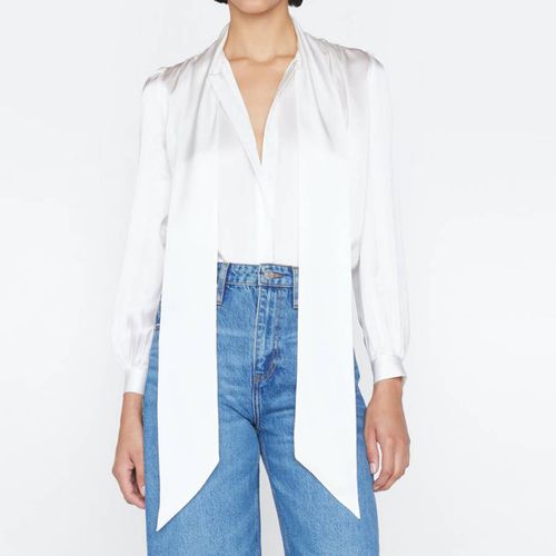 White Femme Tie Neck Blouse - Frame - Modalova