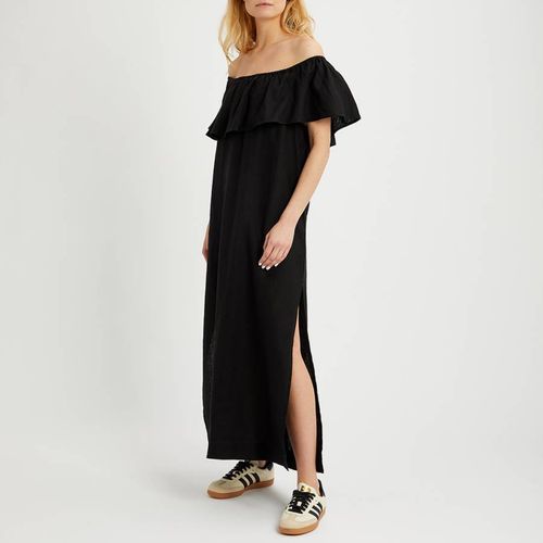 Black Linen Frill Bardot Maxi Dress - NÂ°Â· Eleven - Modalova
