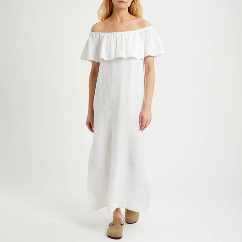White Linen Frill Bardot Maxi Dress - NÂ°Â· Eleven - Modalova
