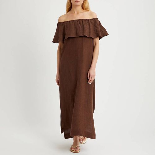 Cocoabean Linen Frill Bardot Maxi Dress - NÂ°Â· Eleven - Modalova