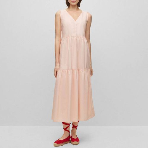 Pink Ditesta V-Neck Cotton Dress - BOSS - Modalova
