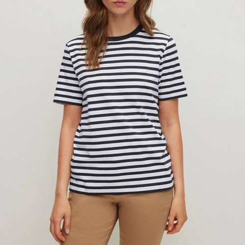 Navy/White Ecosa Stripe Cotton T-Shirt - BOSS - Modalova