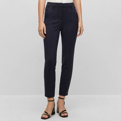 Navy Terasy Stretch Straight Trousers - BOSS - Modalova