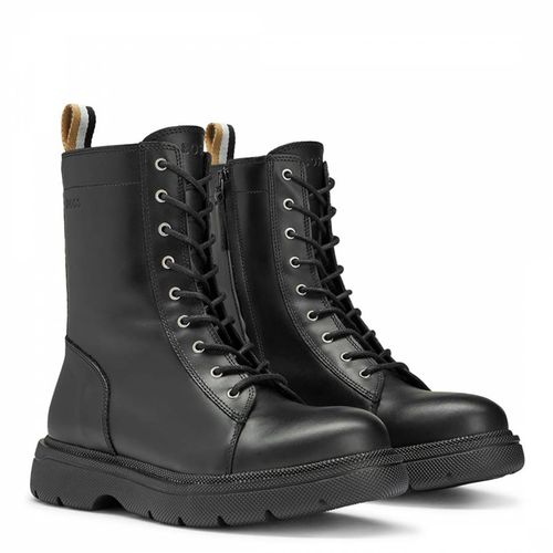 Black Jacob Lace Up Leather Boots - BOSS - Modalova