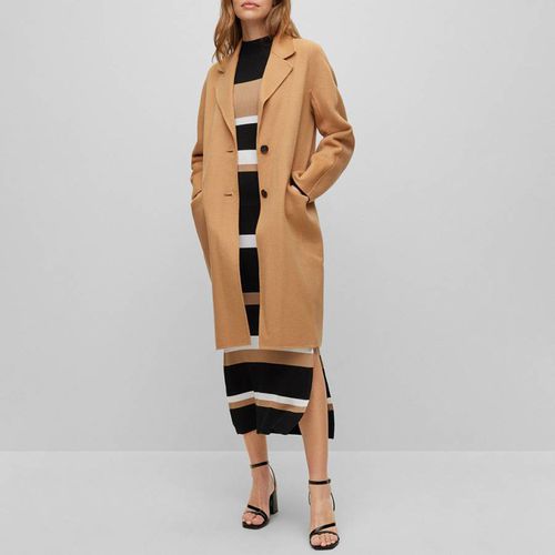 Camel Catalla Longline Coat - BOSS - Modalova