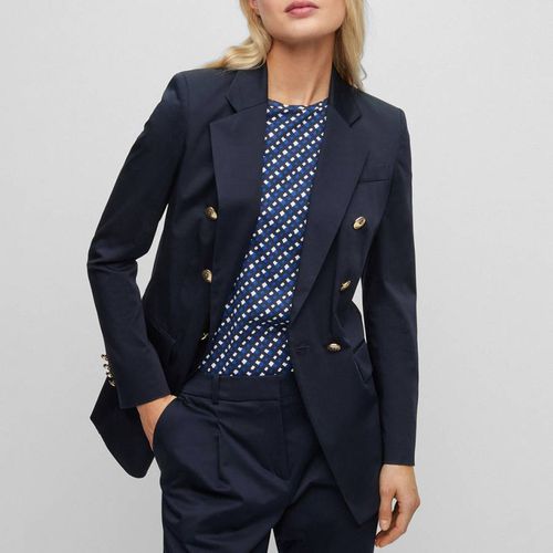 Navy Jatera Cotton Blend Blazer - BOSS - Modalova