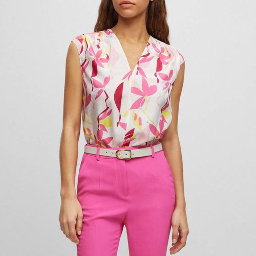 Pink/White Iore V-Neck Top - BOSS - Modalova