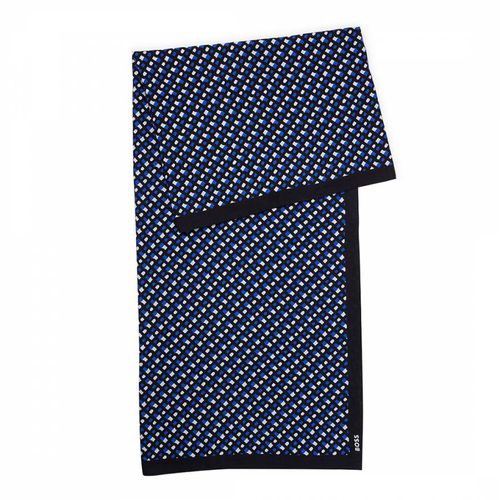 Black/ Logonia Printed Cotton Blend Scarf - BOSS - Modalova