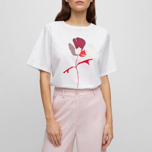 White Ekrisp Flower Cotton T-Shirt - BOSS - Modalova