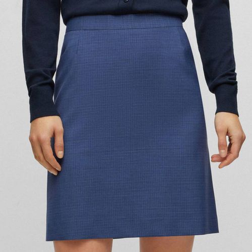 Navy Vomila Check Wool Mini Skirt - BOSS - Modalova