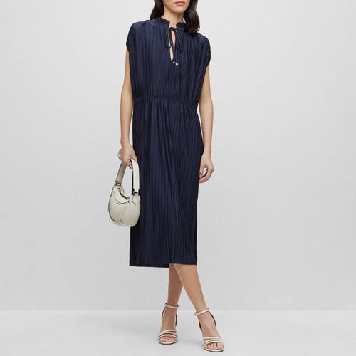 Dark Blue Emals Pleated Midi Dress - BOSS - Modalova