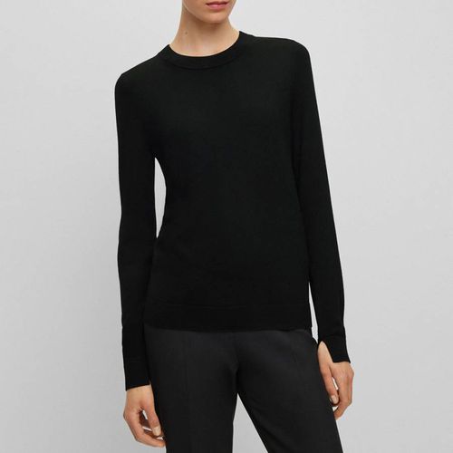 Black Feganas Wool Crew Neck Top - BOSS - Modalova