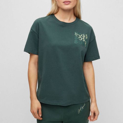 Dark Green Esinie Cotton T-Shirt - BOSS - Modalova