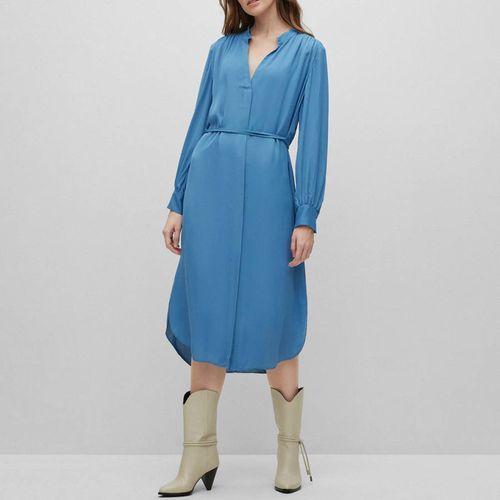 Blue Dibanora V-Neck Midi Dress - BOSS - Modalova