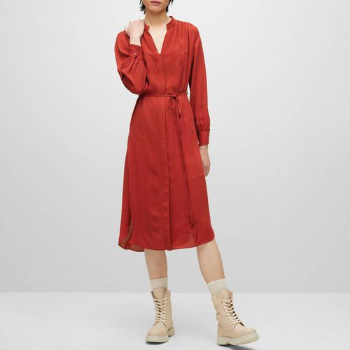 Red Dibanora Tie Midi Dress - BOSS - Modalova