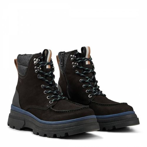Black Foster Lace Up Leather Boots - BOSS - Modalova
