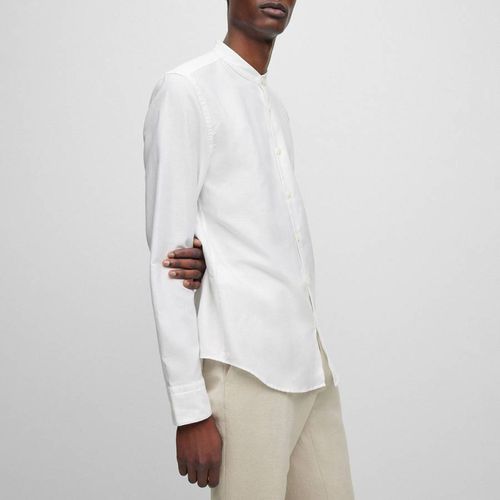 White Slim Fit Cotton Blend Shirt - BOSS - Modalova