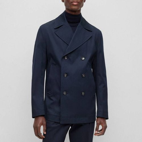 Dark Blue Hyde Cotton Blend Peacoat - BOSS - Modalova