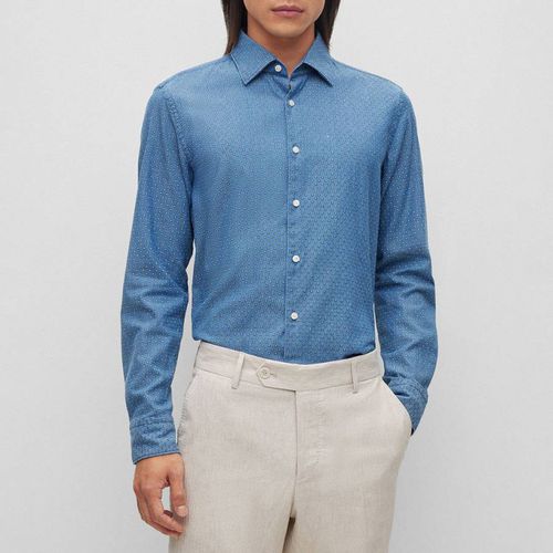 Mid Blue Kent Cotton Shirt - BOSS - Modalova