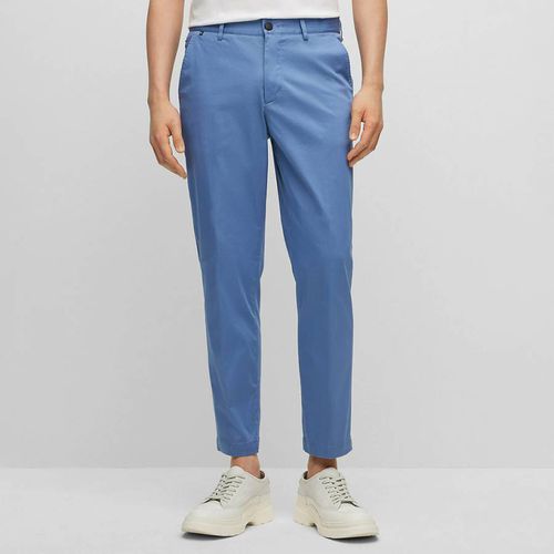 Blue Perin Cotton Blend Trousers - BOSS - Modalova