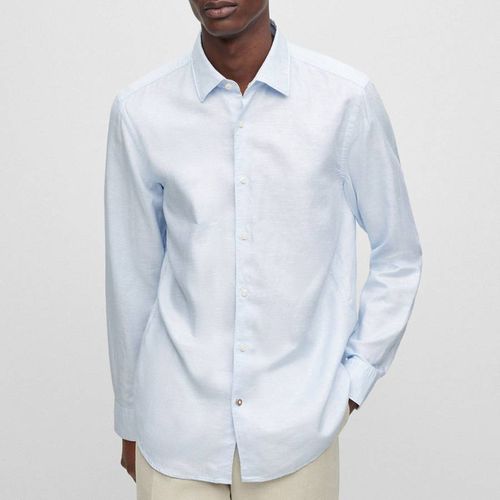 Light Blue Kent Linen Blend Shirt - BOSS - Modalova