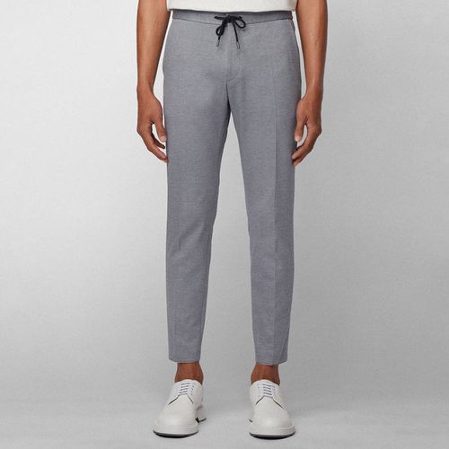 Grey Banks Cotton Blend Trousers - BOSS - Modalova