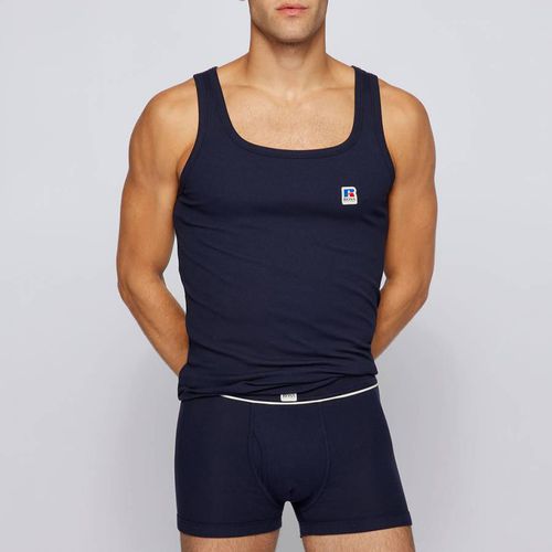 Navy Cotton Blend Tank Top - BOSS - Modalova